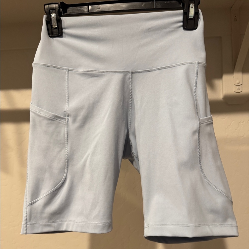 Nike Light Blue High-Rise Bike Shorts with Side Pockets